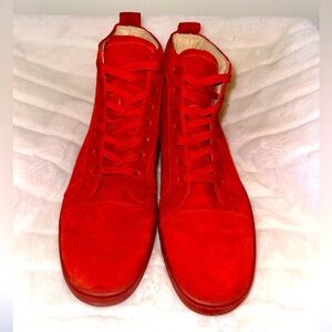 Men’s Christian Louboutin sneakers in red suede.